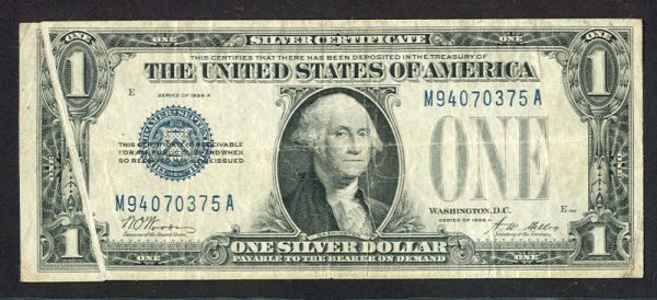 Fr.1601, 1928A $1 "Funny Back" SC Gutter Fold Error
